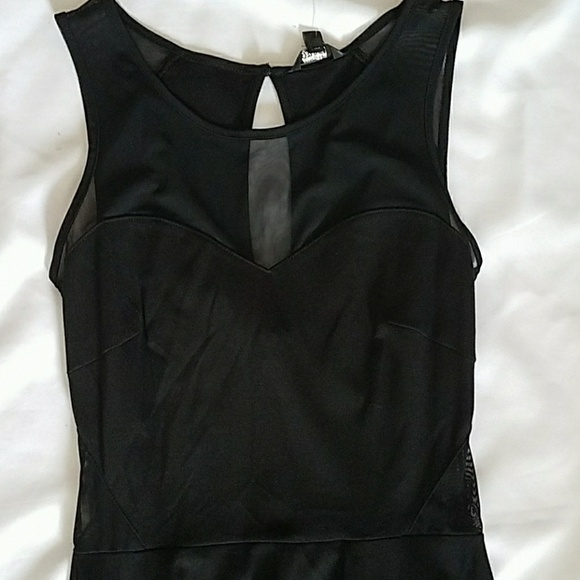 GUESS BLACK PONTE AND MESH MIX DRESS SZ S - Picture 3 of 5